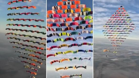 104 paracadutisti realizzano la più grande formazione aerea mai creata