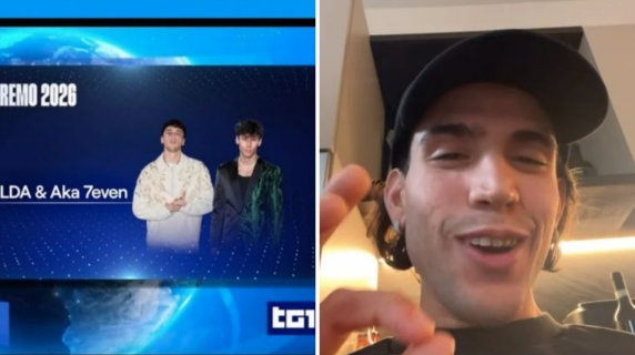 Aka 7even a Sanremo 2026, ma il Tg1 sbaglia la foto, lui: «Ma chi è quella persona? Non sono io...». Poi le scuse