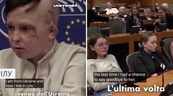 Il piccolo ucraino racconta al Parlamento europeo come ha perso la madre. Tutti piangono, anche l'interprete