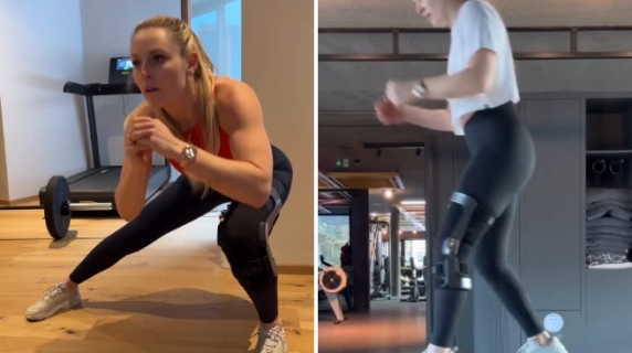 L'impressionante allenamento di Lindsey Vonn con il crociato rotto