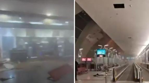 Colpito l'aeroporto internazionale di Dubai: il video dei detriti e la fuga dei passeggeri