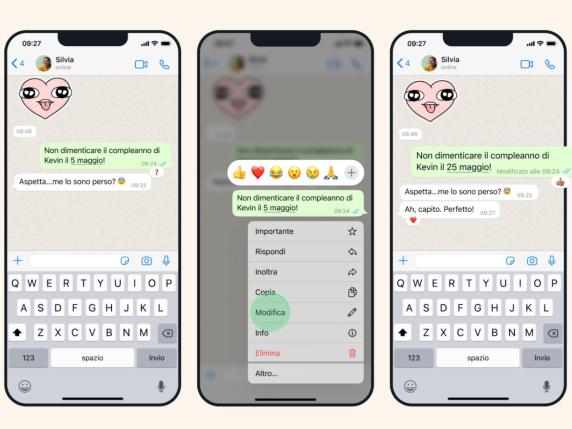 WhatsApp, ora si possono modificare i messaggi