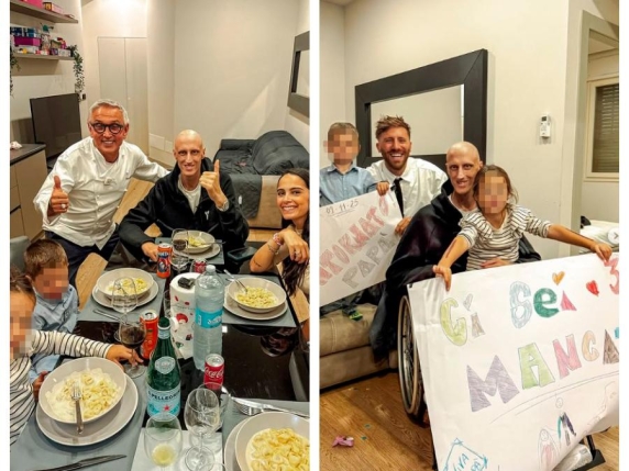 Polonara torna a casa dopo il trapianto: l'abbraccio dei figli e i tortellini dello chef Barbieri