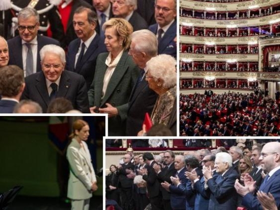 I 150 anni del Corriere alla Scala: ovazione per Mattarella. Fontana: «Siamo la casa di tutti». Cairo: «Noi patrimonio del Paese»