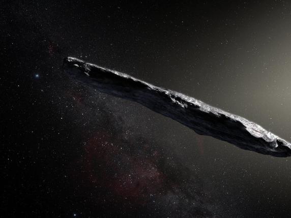 Rappresentazione artistica dell’asteroide interstellare ’Oumuamua.
Credits: Eso/M. Kornmesser