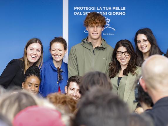 Fans of Jannik Sinner at the Italian Open tennis tournament in Rome, Italy, 07 May 2024.Sinner announced he will not play at the upcoming Italian Open tennis tournament due to a hip injury.  ANSA/FABIO FRUSTACI