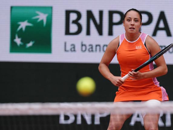Italy's Elisabetta Cocciaretto eyes the ball during her women's singles round of sixteen match against US Coco Gauff on Court Philippe-Chatrier on day eight of the French Open tennis tournament at the Roland Garros Complex in Paris on June 2, 2024. (Photo by Dimitar DILKOFF / AFP)