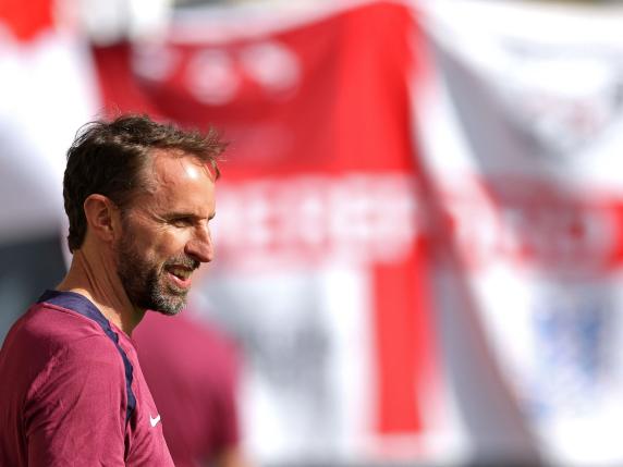 England's manager Gareth Southgate watches during his team's training session in Jena, eastern Germany on June 11, 2024, ahead of the UEFA Euro 2024 football championship. (Photo by Adrian DENNIS / AFP)