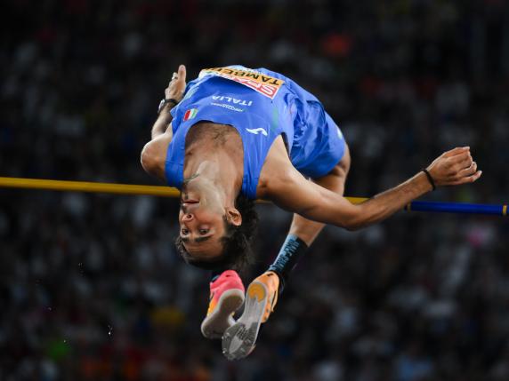 ROME, ITALY - JUNE 11: Gianmarco Tamberi of Team Italy competes in the Men's High Jump Final on day five of the 26th European Athletics Championships - Rome 2024 at Stadio Olimpico on June 11, 2024 in Rome, Italy. (Photo by David Ramos/Getty Images)