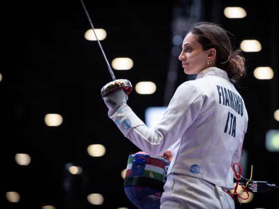 Foto Matteo Arnoul 25/07/2023 Milano (Italia) - Sport -  Campionati Mondiali Seniores di Scherma a Milano. Nella foto: Fiamingo Rossella. Pics Matteo Arnoul 25th July 2023 Milan (Italy) - Sport - World Senior Fencing Championships in Milan. In the picture: Fiamingo Rossella