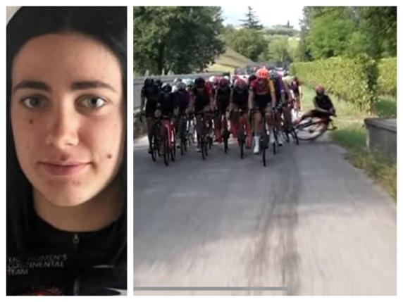 La ciclista 19enne Alice Toniolli finisce con la bici contro un muretto durante una gara: «È grave»