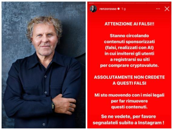 Renzo Rosso sponsor dei bitcoin ma è un fake fatto con l'AI: «Utilizzata per scopi illeciti»