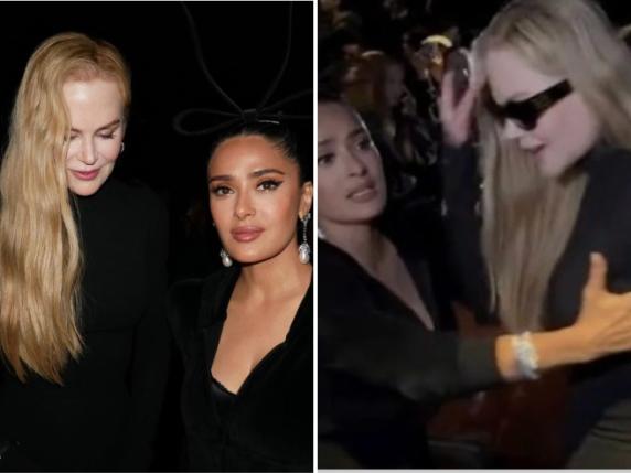 Nicole Kidman allontana in malo modo Salma Hayek alla sfilata di Balenciaga a Parigi. «Non toccarmi»