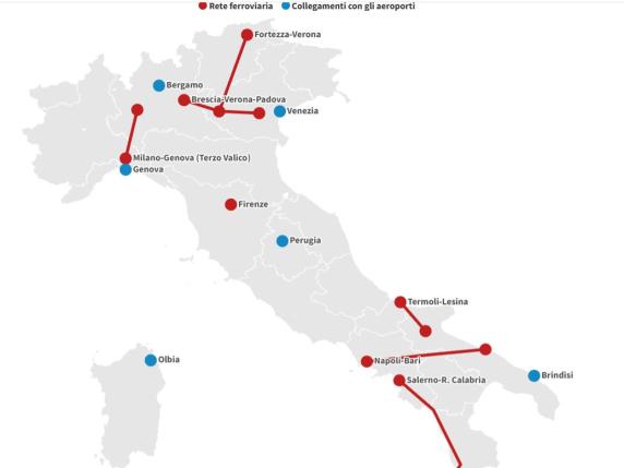 Da Milano a Genova in meno di un’ora, da Napoli a Bari e da Catania a Palermo in due ore: così cambierà l’Italia dei treni nel 2035