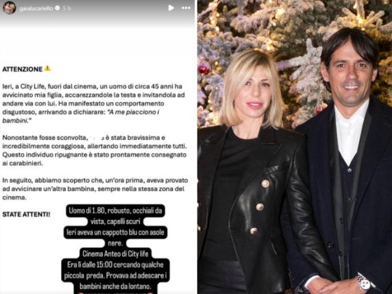 Gaia Lucariello, moglie di Inzaghi rilancia un allarme social: «Un uomo cerca di adescare bambini a City Life»