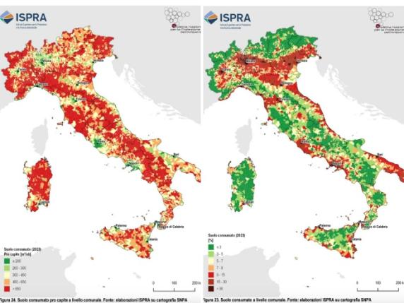 Consumo di suolo, l’Italia ha perso 2,3 mq al secondo nel 2023 (e in Lombardia e Veneto siamo all’emergenza)