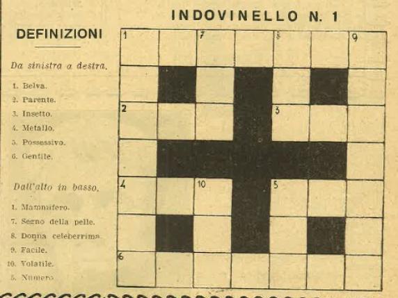 Il primo cruciverba italiano pubblicato cento anni fa sulla Domenica