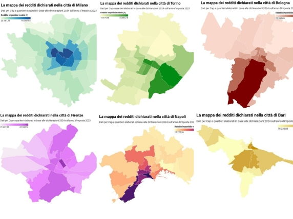 Quali sono i quartieri più ricchi d’Italia? La mappa interattiva dei redditi delle città, da Milano a Bari