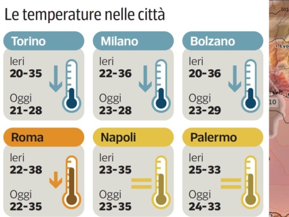 L'Italia divisa tra afa e temporali: nubifragio nella Bergamasca, 13 voli dirottati a Orio. Como, strade allagate: auto in difficoltà