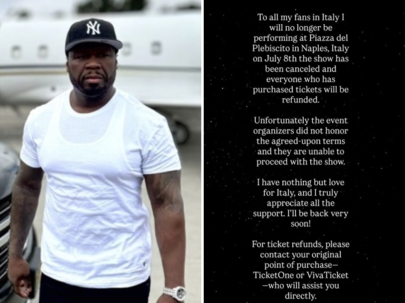 Dopo John Legend pure 50 Cent annulla il concerto. Cosa sta succedendo a Napoli