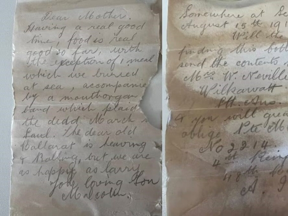 Il Mare Restituisce un Pezzo di Storia: le Lettere dei Soldati della Prima Guerra Mondiale Ritrovate dopo Cent'anni