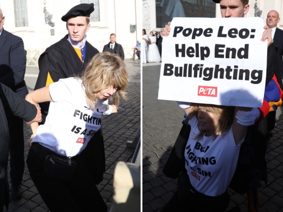 Attivista PETA arrestata in Vaticano per protestare contro la corrida