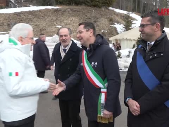 Mattarella a Cortina per SuperG donne con giacca Team Italia