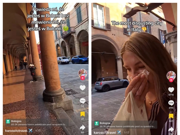 «Bologna è la città più disgustosa d’Italia: è sporca e puzza». Il video della blogger fa 400mila visualizzazioni