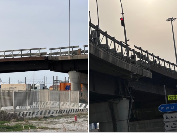 Si rompe un pistone del ponte che dalla FiPiLi porta agli imbarchi: traffico interrotto, nessun ferito