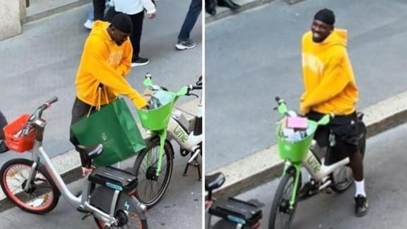 Marcus Thuram fa acquisti in una boutique di lusso e se ne va con una bici a noleggio
