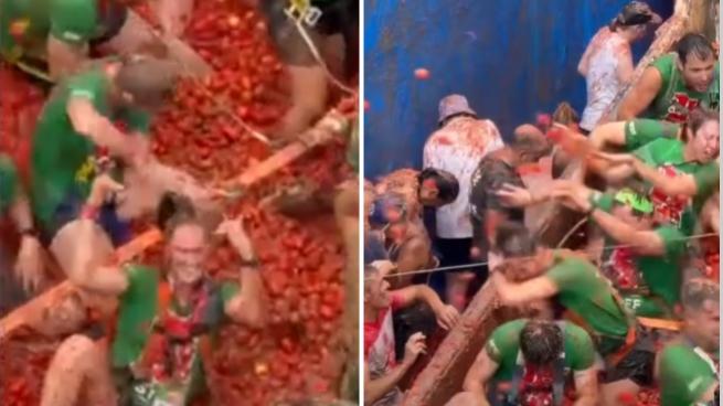 Spagna, il video della battaglia dei pomodori durante il festival «La Tomatina»