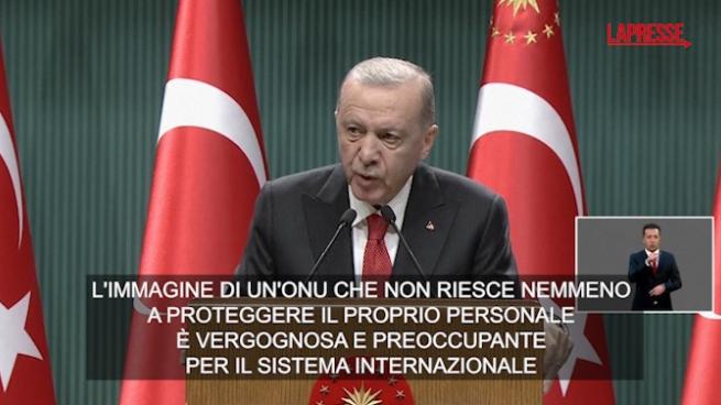 Erdogan sugli attacchi all'Unifil: «Onu vergognosa, questa è debolezza»