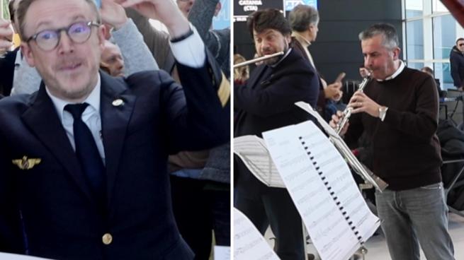 Il concerto a sorpresa all'aeroporto di Fiumicino del direttore-pilota Daniel Harding: l'Orchestra di Santa Cecilia si esibisce al Gate