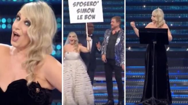 L’ironia sulle sue forme, la battuta su Ferragni e il bacio con Le Bon: Katia Follesa mattatrice sul palco dell’Ariston