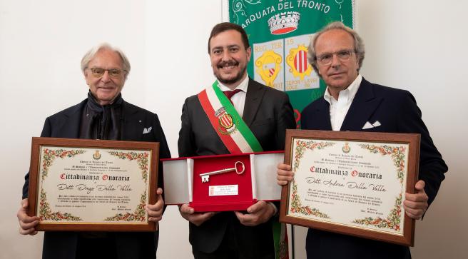 Diego Della Valle, il sindaco Michele Franchi e Andrea Della Valle