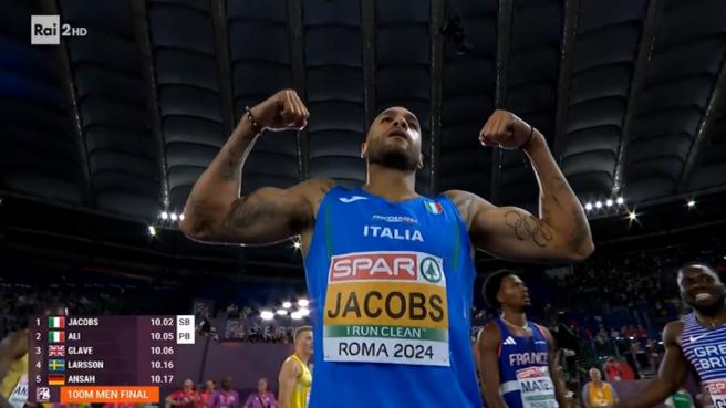 Doppietta azzurra nei 100 m agli Europei di atletica: oro a Jacobs, argento a Ali - il video della gara