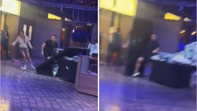 La nave da crociera nella burrasca nell'Atlantico si inclina di 45 gradi e il monitor colpisce in pieno un passeggero