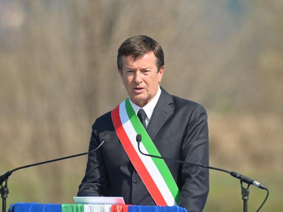 Il sindaco di Bergamo Giorgio Gori al Bosco della Memoria per la giornata delle vittime del covid
