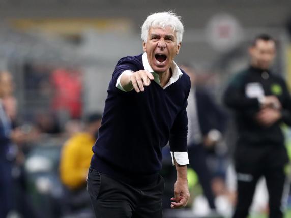 MILAN, ITALY - MAY 27: Gian Piero Gasperini, Head Coach of Atalanta BC, reacts during the Serie A match between FC Internazionale and Atalanta BC at Stadio Giuseppe Meazza on May 27, 2023 in Milan, Italy. (Photo by Marco Luzzani/Getty Images)