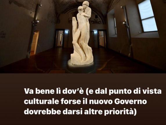 Pietà Rondanini, Sala contrario all'idea di Sgarbi: «L'opera va bene lì dov'è». E bacchetta il governo