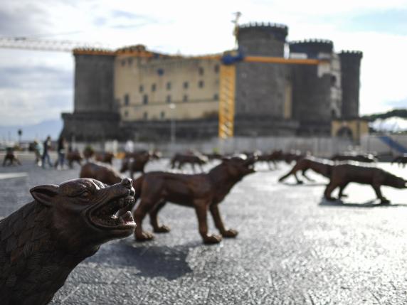 Vandali a Napoli, danneggiati lupi dell’installazione di Rouwang