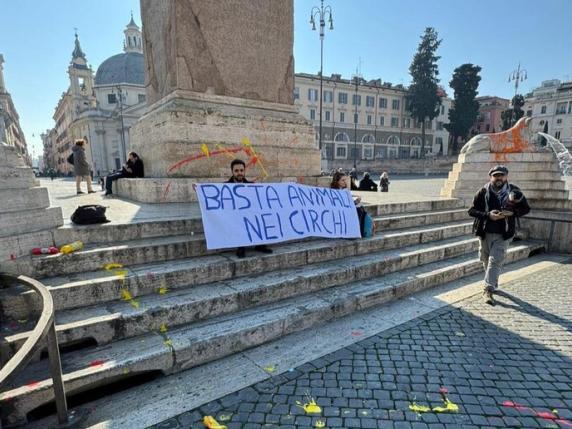 Roma, Blitz Animalista In Piazza Del Popolo: Fontana Dei Leoni ...