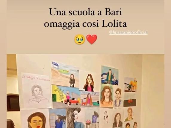 Bari, la «Lolitamania» approda anche a scuola. E Luisa Ranieri condivide i disegni sulla sua pagina Instagram