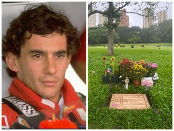 Ayrton Senna, la tomba del pilota: girasoli, una statua di Gesù, un