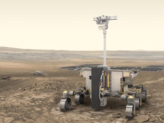 Il rover della missione  europea ExoMars che studia la possibile presenza di molecole di vita su altri pianeti (foto ESA/ATG medialab)