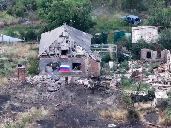 This grab from a handout aerial footage released by the Russian Defence Ministry on July 31, 2025, shows what it said is the town of Chasiv Yar in east Ukraine. Russia said on July 31, 2025 it had captured the town of Chasiv Yar in east Ukraine, w...
