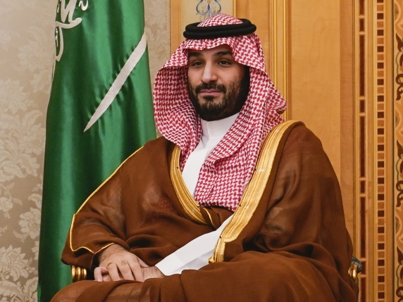 Saudi Crown Prince Mohammed bin Salman looks on as he meets U.S. Secretary of State Antony Blinken, not pictured, in Riyadh, Saudi Arabia, Wednesday Oct. 23, 2024. (Nathan Howard/Pool via AP)