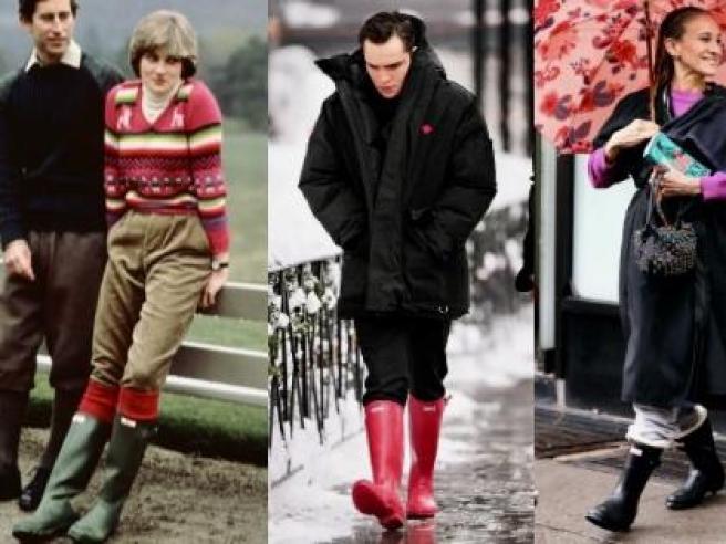 Stivali da pioggia tendenza Wellington boots dagli Hunter di Lady D ai modelli rivisitati con tacco e ai cuissard Corriere