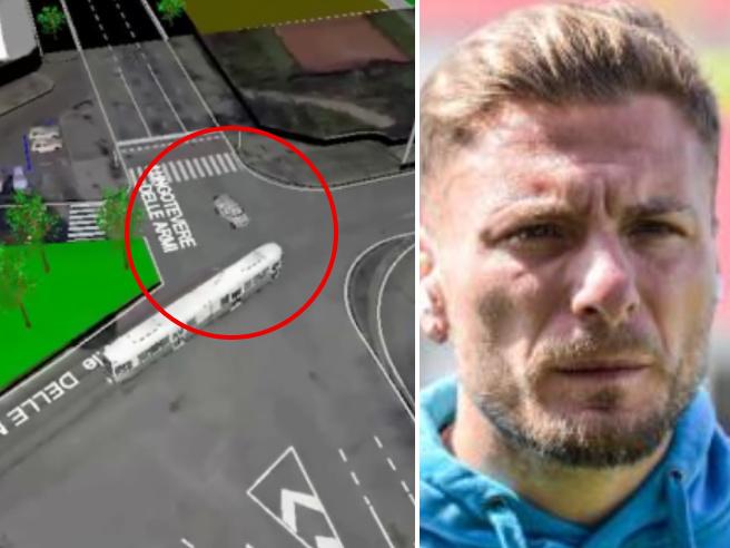 Ciro Immobile e lo scontro col tram a Roma in un video in 3D la