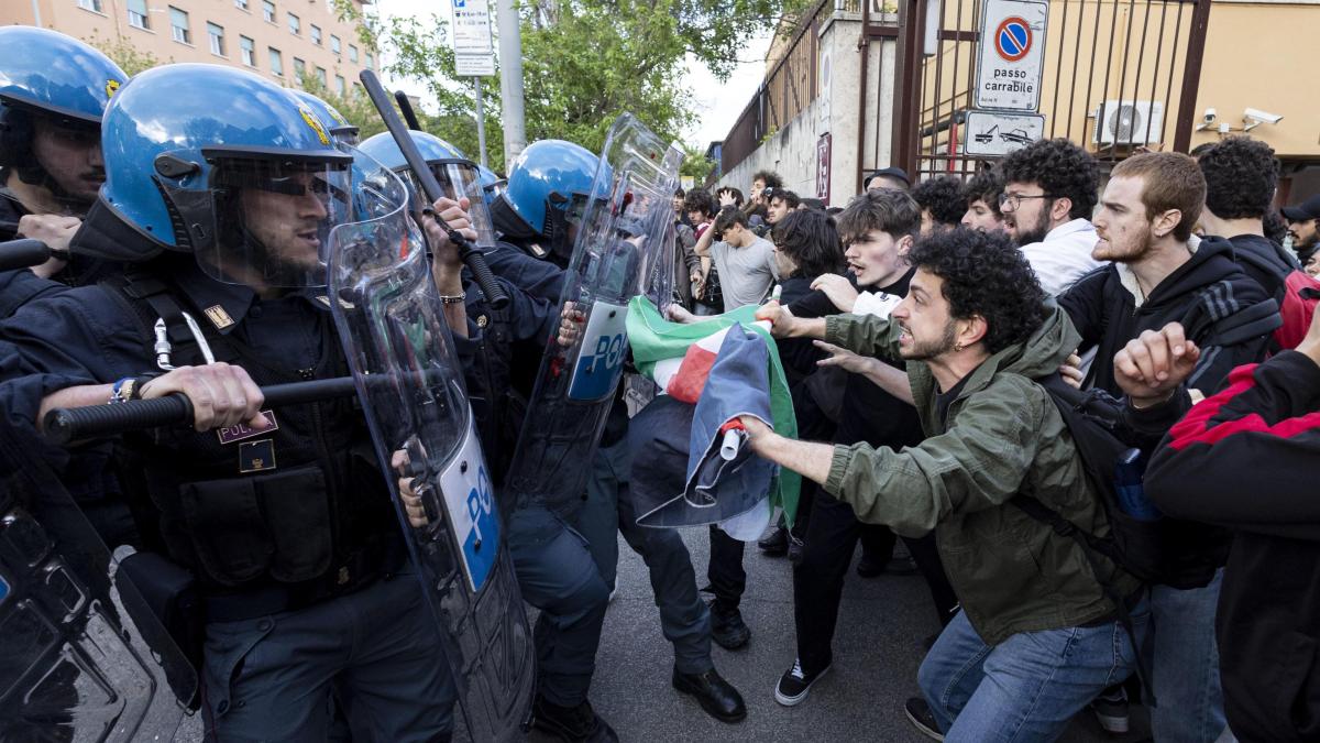 Sapienza após o boicote “não” a Israel, confrontos e espancamentos policiais.  Policial esfaqueado, 2 presos.  Ministro Bernini: “Ações vergonhosas”